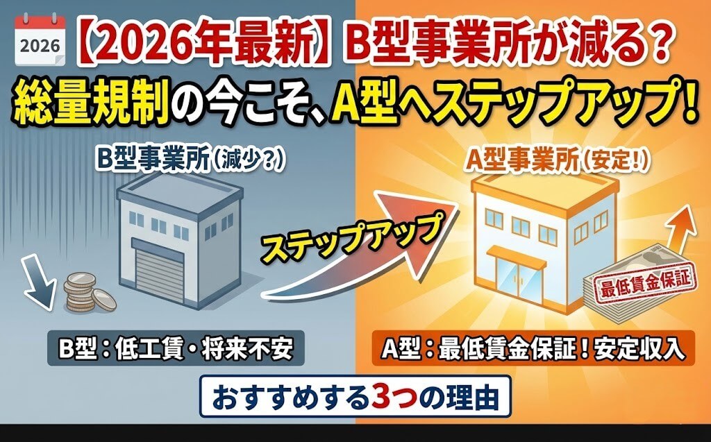 B型から最低賃金保証のA型へステップアップして安定収入を得る